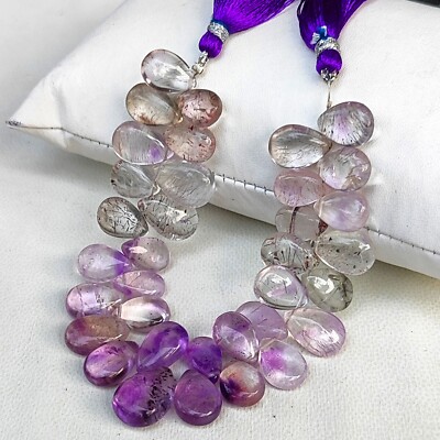 Super Seven Lepidocrocite in Quartz Gems 12x8 to 14x11 mm Size Pear Beads 6''
