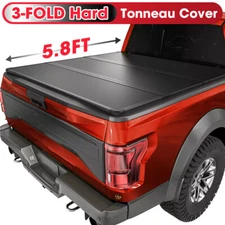 FOR 07-25 Silverado/Sierra 5.8FT SHORT BED HARD SOLID TRI-FOLD TONNEAU COVER