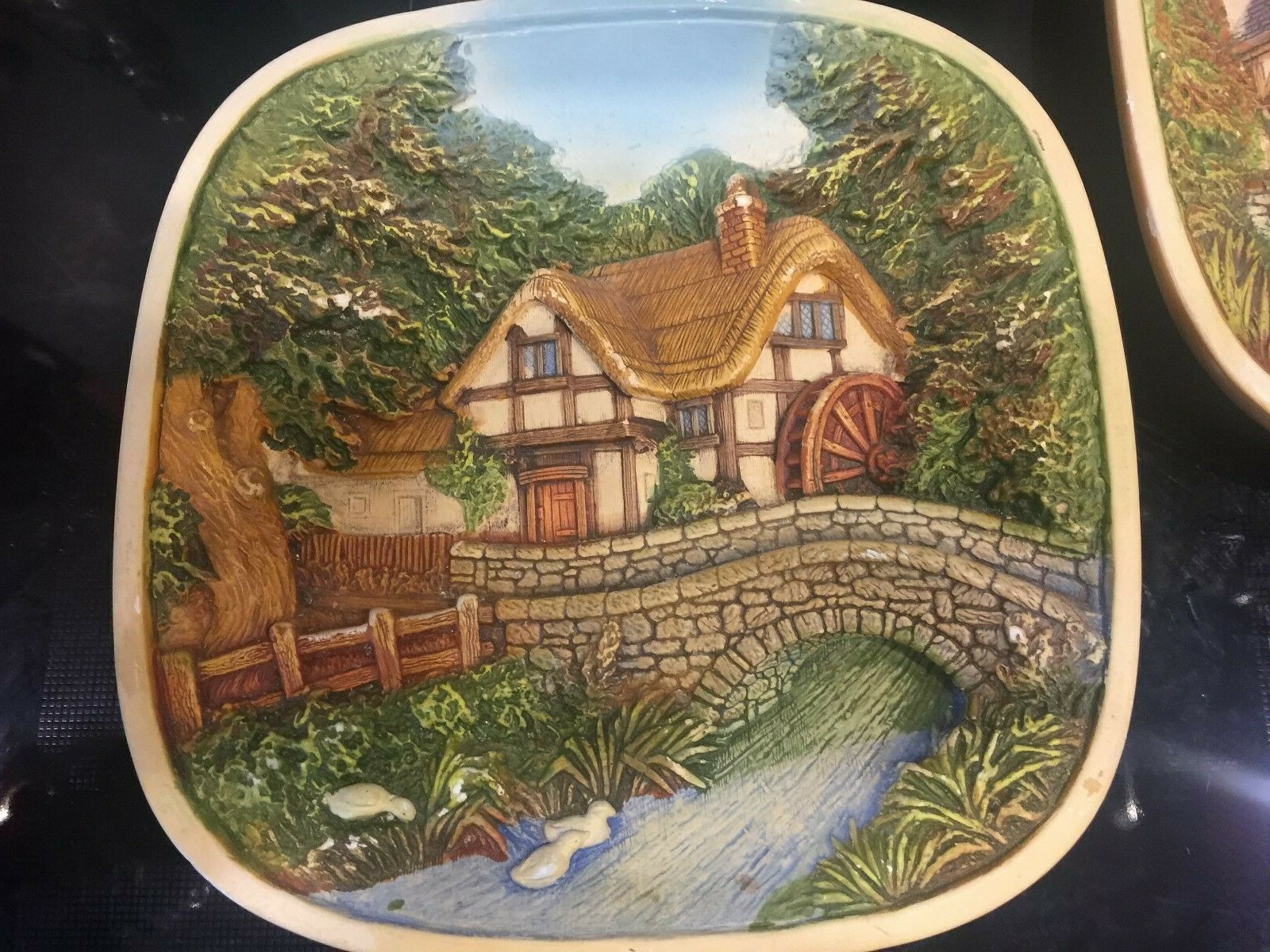 LEGEND, Vintage plaster wall plates/plaques - English Cottages set of 2 ...