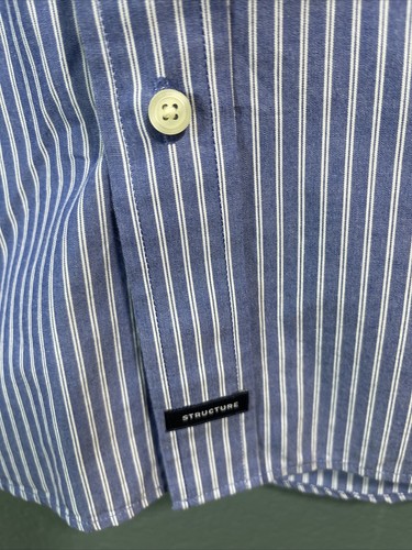 Structure Blue and White Striped button down size Large 100% Cotton - Picture 4 of 11