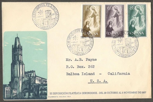 (AOP) Spain #863-65 1957 Cuore di Jesus Centenary FDC