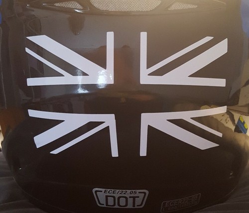 UNION JACK FLAG STICKER DECAL HELMET MOTORCYCLE WHITE COLOURS 120MM X 80MM LOOK - Picture 2 of 4