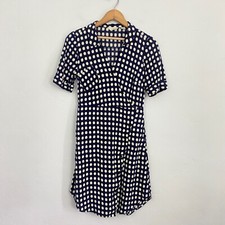 Anthropologie 11 1 Tylho Polka Dot Wrap Dress Women Size Small Blue White