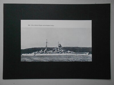 VINTAGE GERMAN MARINE PRINT - S KRZ ADMIRAL HIPPER (1937) CRUISER