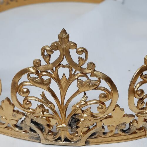 02L8 ANCIENNE COURONNE DIADEME DE PROCESSION BRONZE DORE OR NAPOLEON III VIERGE - Photo 7 sur 9