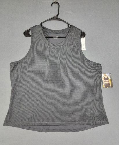 NWT~AVIA Women's XXL Performance Tank Mesh BLACK Activewear Yoga Stretch