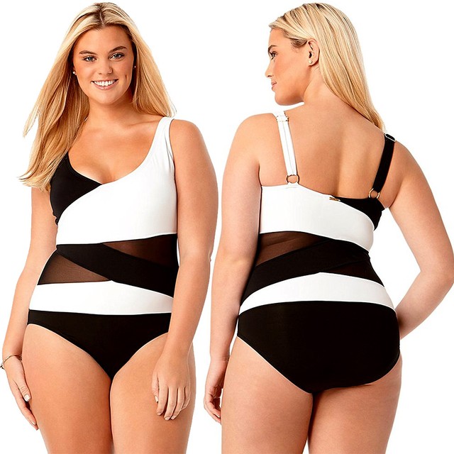 red one piece swimsuit plus size