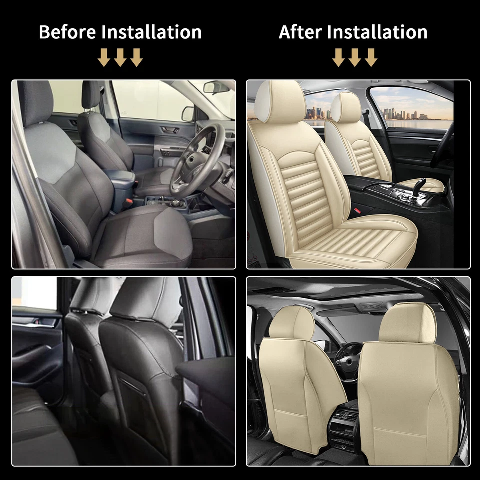 Car 5-Seat Covers PU Leather Front & Rear Cushion For Mazda CX-5 2013-2024 Beige Foto 2 de 4