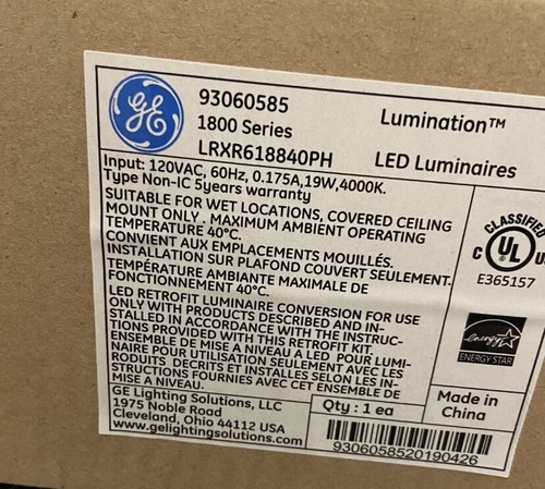 93060585 - Lumination™ - 1800 Series LRXR618840PH - Brand New in Box - GE - LED - Picture 2 of 4