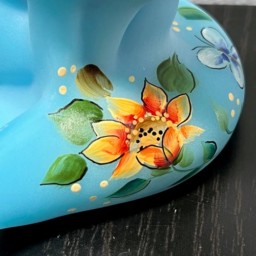 Fenton Glass Sunflower Delight Fox Robin's Egg Blue Figurine LE Ed #22/30 Barley - Picture 9 of 12