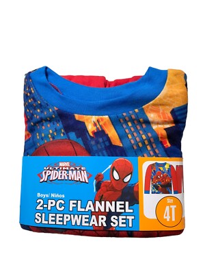 Marvel Toddlers Boy's Ultimate Spider-Man 2-Pc Flannel Sleepwear Set Size 4T