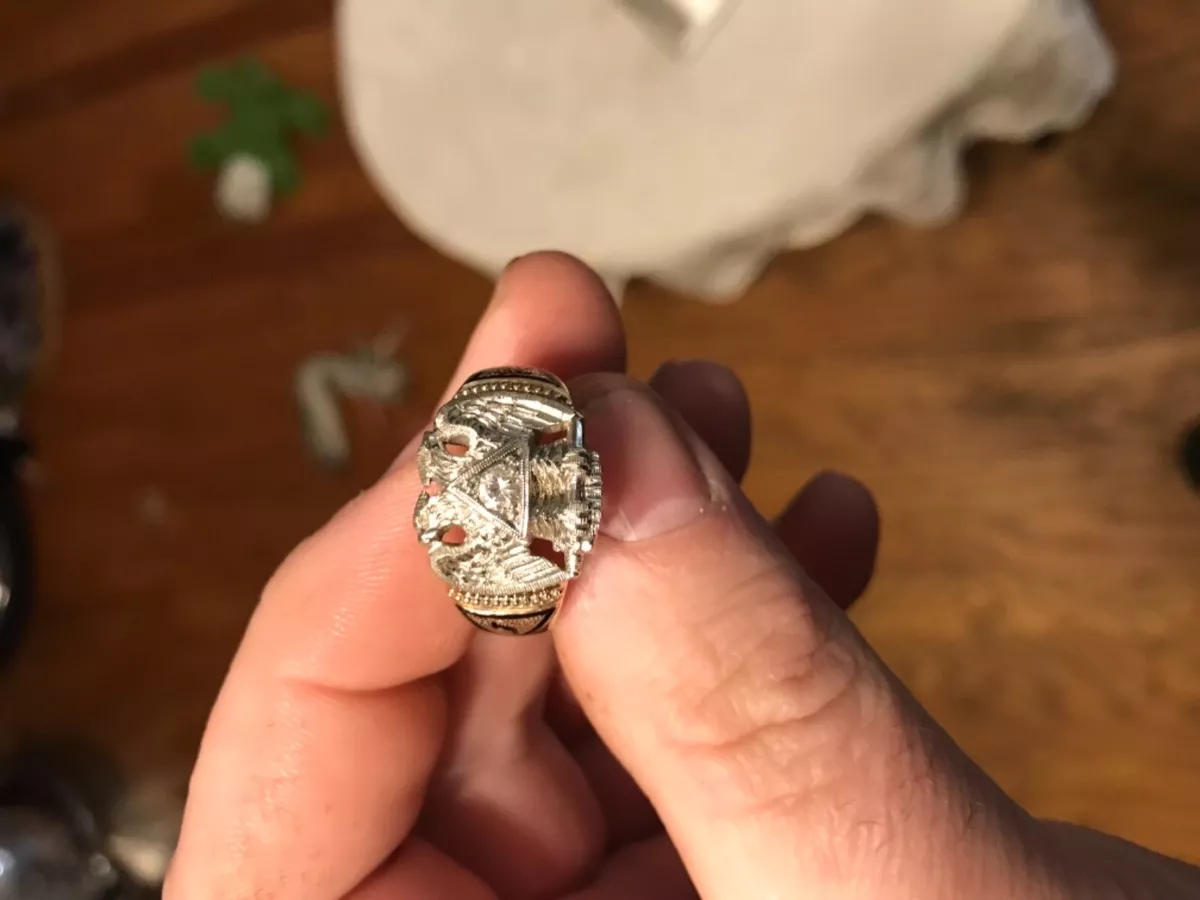 14K gold 32 degree double headed eagle Scottish rite ring Masonic ring