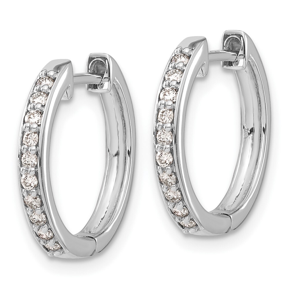 16mm 10k White Gold Diamond Hinged Hoop Earrings EM4264-025