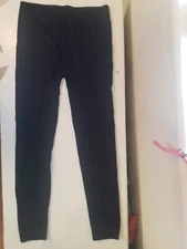 One Step Up Footless Leggings One Size Regular High Rise Black Ribbed 28"Ins EUC