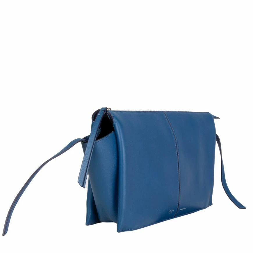 58039 auth CELINE aqua blue leather TRI FOLD Clutch Bag eBay