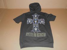 GUNS & ROSES "Appetite For Destruction" Short Sleeve Hoodie Mens Sz S USA Made !