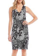 NEW KAREN KANE BLACK WHITE FLORAL CAREER SHEATH JERSEY DRESS SIZE L SIZE XL $109
