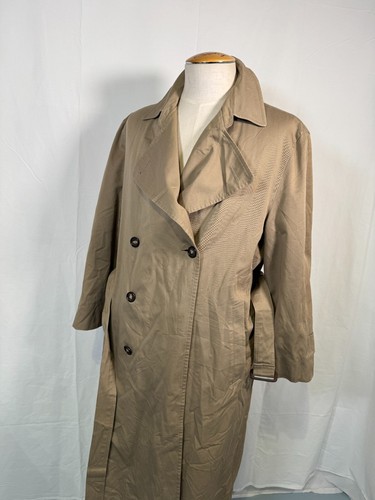 VTG Christian Dior Connaisseur Beige Khaki Wool Lined Belted Trench Coat Sz 42 R - Picture 11 of 23