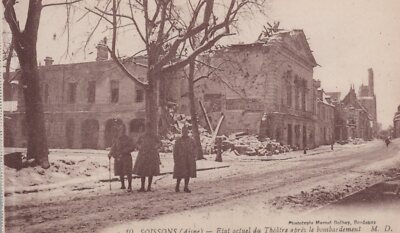 WW1 France RPPC 1918 Soissons Aisne Theater Bombardment Soldiers Photo Postcard