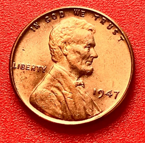 1947-P Lincoln Wheat Cent Penny GEM RED BU From an Original Bank Roll