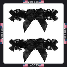 Elegant 2PCS Black Lace Wedding Garter Set with Bowknot for Brides  Parties