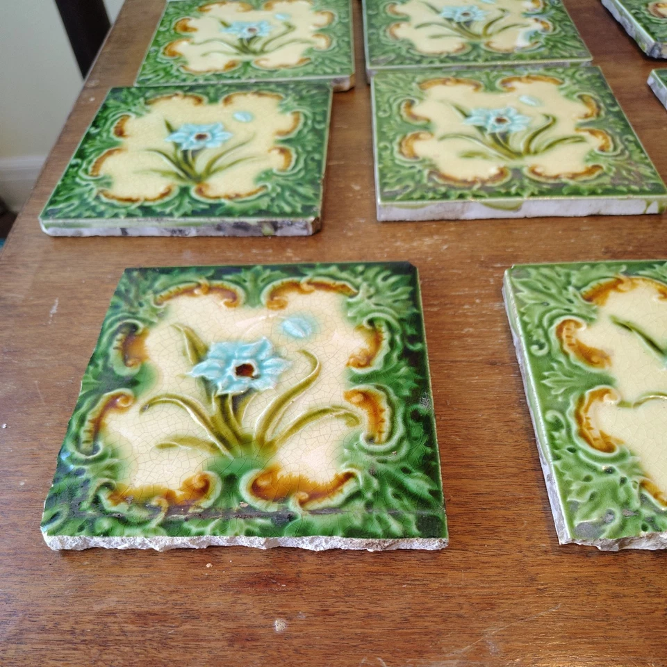TILE MAJOLICA ART NOUVEAU ENGLAND  ARCHITECTURE set of 12 - Image 3 of 4