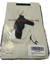 Seamless Sheer Tights 15D – Size Small to Medium (S/M), Black Color Hosiery