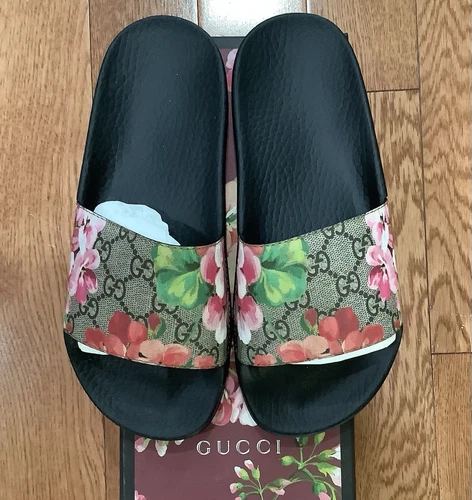 Sandales coulissantes Gucci Blooms Supreme toile florale GG chaussures 36 NEUVES !!!