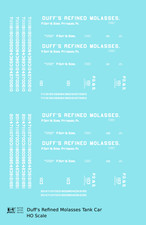 K4 HO Scale Decals Duff s Refined Molasses Early Tank Car White