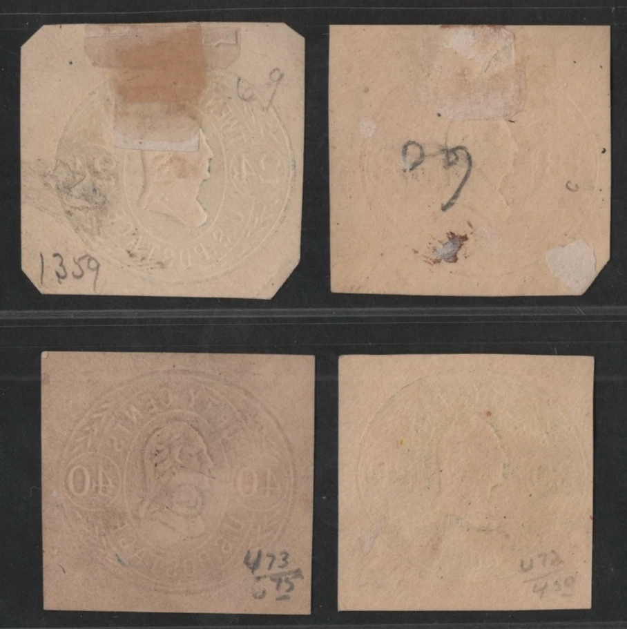 US 1865 STAMPED ENVELOPES SCOTT #U70-U73 CUT SQUARES - Image 2 of 2