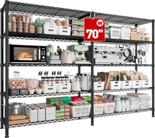 70"W Storage Shelves Load 1600LBS, Metal Shelving 5-Tier Wire Shelving Unit Meta