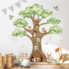 Large Tree Wall Decal Green Tree Leaves Wall Stickers Woodland Large Green Tree