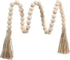 Wood Beads Garland with Tassels 33.86"