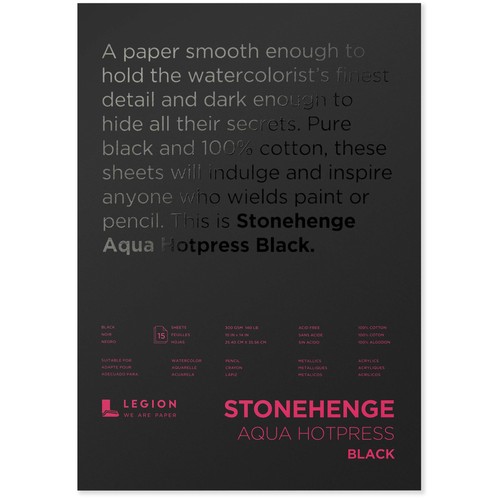Stonehenge Aqua Black Medium Weight Pad, 140lb, Hotpress, 10 x 14 Inches, 15...