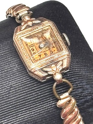 Vintage Estate Art Deco 1930s Fancy Gold Plated Geneva Watch, Broken Crystal