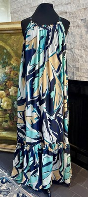 #ad anthropologie nwt Maxi Dress Beach Drape Back Blue Size XL $35.00