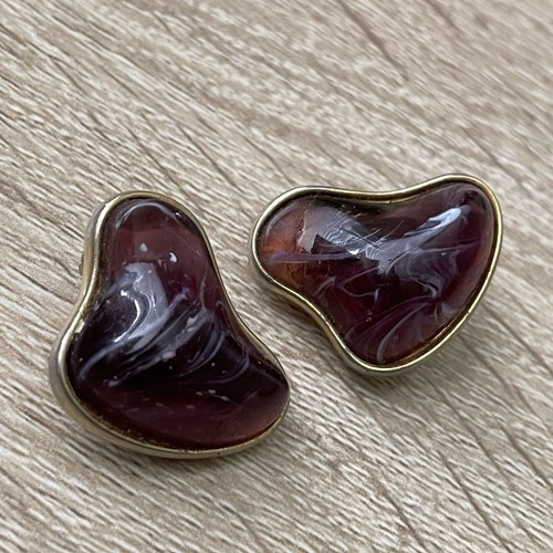 Vintage Ben-Amun Abstract Purple Lucite Clip On Earrings - Picture 9 of 11