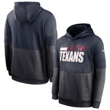 Houston Texans Nike Hoodie Mens 2XL Navy Blue Gray Sideline Lockup On-Field