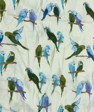 Tela de algodón vibrante azul verde púrpura estampado de periquito Luli Sánchez BTHalfY #53