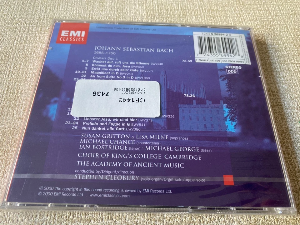 BACH MAGNIFICAT, CHOIR OF KING'S COLLEGE CAMBRIDGE 2xCD (TWO DISCS) NEW & SEALED - Image 2 of 3