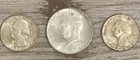3 Coins from 1964 - 90% Silver Coinage - 1 Half Dollar and 2 Quarters