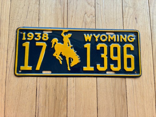 1938 Wyoming License Plate - Gloss Finish (Clear Coat)