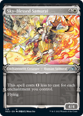 Sky-Blessed Samurai - Foil - Showcase Kamigawa: Neon Dynasty Lightly Played, Eng