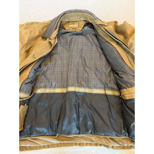 Rainforest Mens Microfiber Field Jacket Tan Brown Leather Trim Collar Large image 4