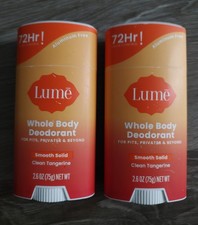 Lume Whole Body Deodorant Smooth Solid Clean Tangerine 2.6 oz 2 PACK SHIPS FAST