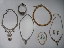 Job Lot Vintage Diamante Jewellery - Necklace, Bracelet, Earrings