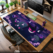 Gengar Haunted Forest Mouse Pad, Pok mon Ghost-Type Gaming Desk Mat Accessories