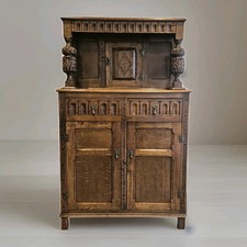 Jacobean Style Carved Light Oak Court Cupboard 