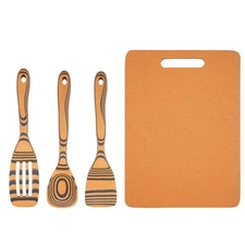 Dishwasher Safe Pinewood Fiber Cutting Board Set | 3 PCS Wooden utensils for ...