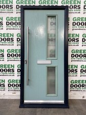 MODERN FRONT DOOR BLUE WOODGRAIN LONG BAR HANDLE EXTERNAL EXTERIOR DOUBLE GLAZED